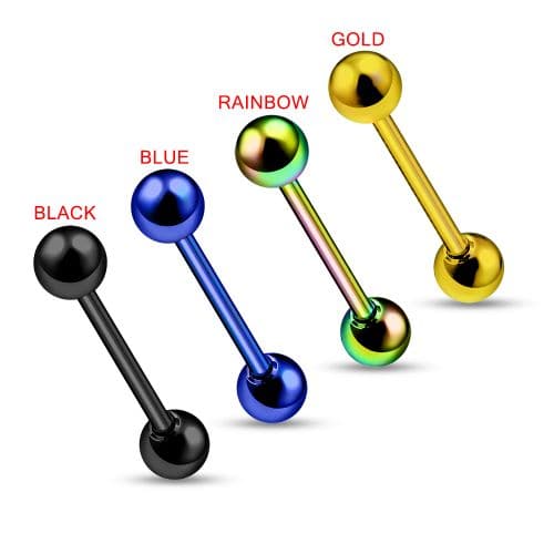 316L Surgical Steel Anodised Tongue Barbell with Ball - Monster Piercing