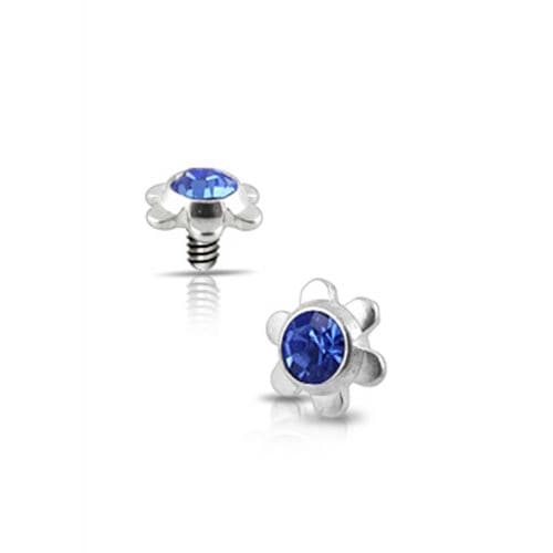 316L Surgical Steel Flower Jeweled Dermal Anchor Tops - Monster Piercing