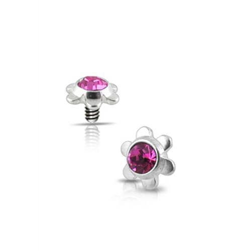 316L Surgical Steel Flower Jeweled Dermal Anchor Tops - Monster Piercing