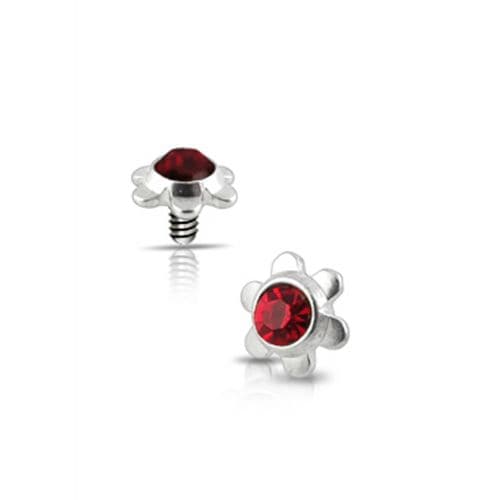316L Surgical Steel Flower Jeweled Dermal Anchor Tops - Monster Piercing