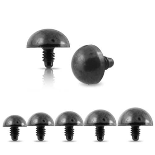 316L Surgical Steel Black Half Ball Dermal Anchor Tops - Monster Piercing