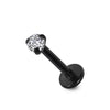 316L Surgical Steel Round Stone Jewelled Top Black Anodised Labret Bar