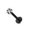 316L Surgical Steel Star stone Jewelled Top Black Anodised Labret Bar