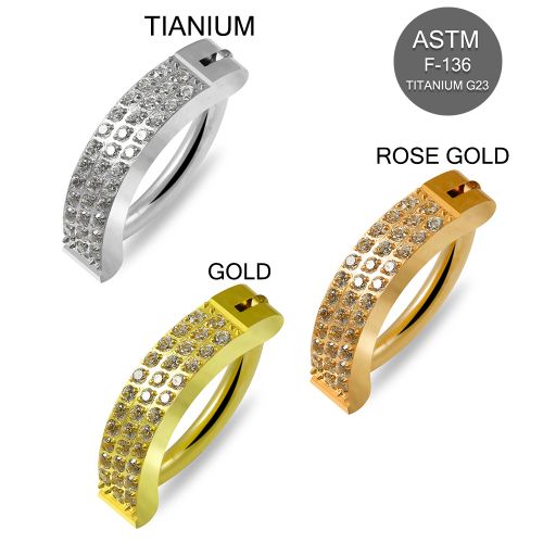 G23 Titanium CZ Jewelled Reverse Curved Clicker Ring - Monster Piercing