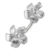 925 Sterling Silver Hibiscus Flower Pair Spinal Ring