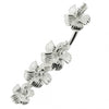 925 Sterling Silver Hibiscus Flower Dangling Spinal Ring