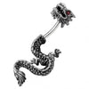 925 Sterling Silver Red Eye Dragon Spinal Belly Ring