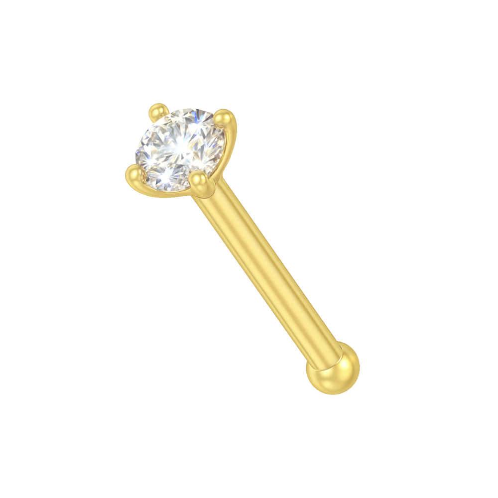 9K Gold Genuine Diamond ball End Nose Pin Nose Stud - Monster Piercing