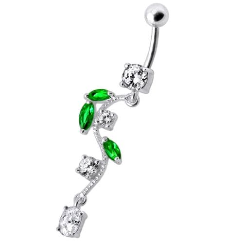925 Sterling Silver Fancy Multi Jewelled Fairy Dangling Body Jewellery Belly Ring - Monster Piercing