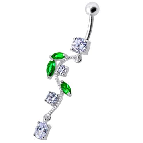 925 Sterling Silver Fancy Multi Jewelled Fairy Dangling Body Jewellery Belly Ring - Monster Piercing