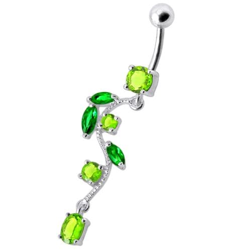 925 Sterling Silver Fancy Multi Jewelled Fairy Dangling Body Jewellery Belly Ring - Monster Piercing