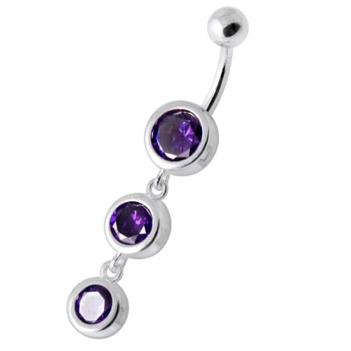 Basel Setting Tri Round Jewelled Belly Banana - Monster Piercing