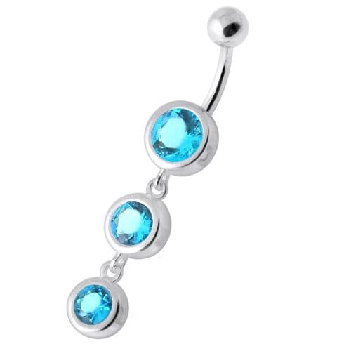 Basel Setting Tri Round Jewelled Belly Banana - Monster Piercing