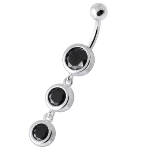 Basel Setting Tri Round Jewelled Belly Banana - Monster Piercing