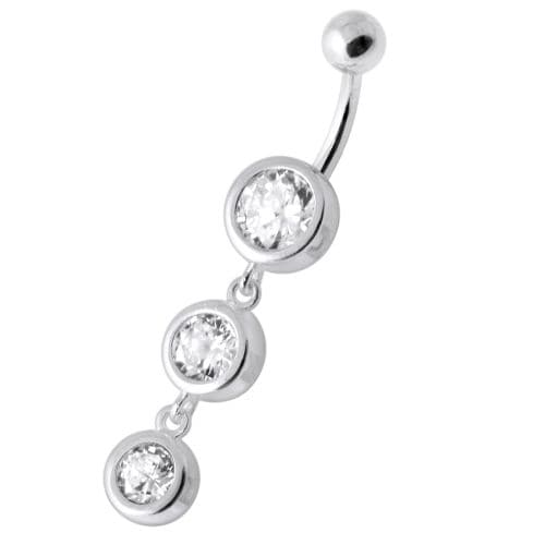 Basel Setting Tri Round Jewelled Belly Banana - Monster Piercing