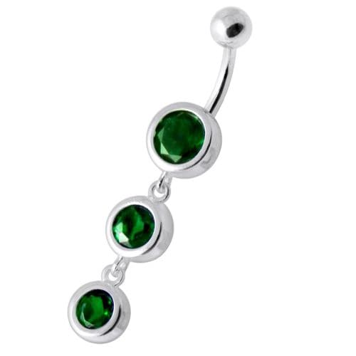 Basel Setting Tri Round Jewelled Belly Banana - Monster Piercing