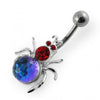 925 Sterling Silver Jewelled Spider Non-Moving Belly Ring