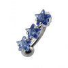 925 Sterling Silver Jewelled Triple Star Non-Moving Belly Ring