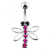 925 Sterling Silver Jewelled Bug Non- Moving  Belly Ring