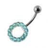 925 Sterling Silver Jewelled Circle Non-Moving Belly Ring