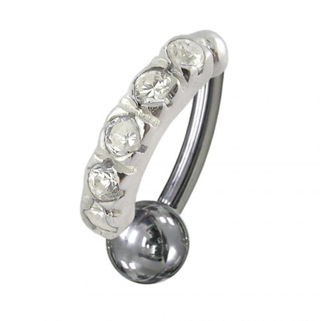 Jeweled Non-Moving Reverse Belly Curve - Monster Piercing
