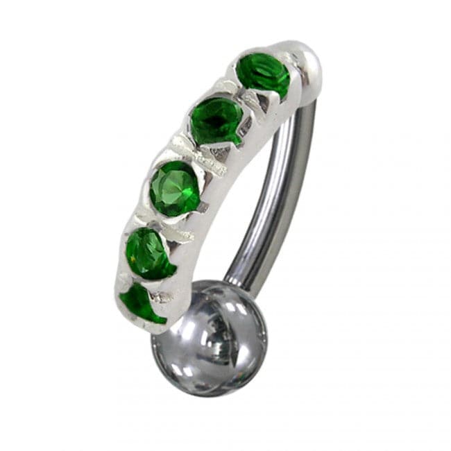 Jeweled Non-Moving Reverse Belly Curve - Monster Piercing