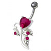 925 Sterling Silver Heart Shaped Fancy Jewelled Non-Moving Navel Ring