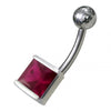 925 Sterling Silver Fancy Single Stone Non-Moving Banana Belly Ring