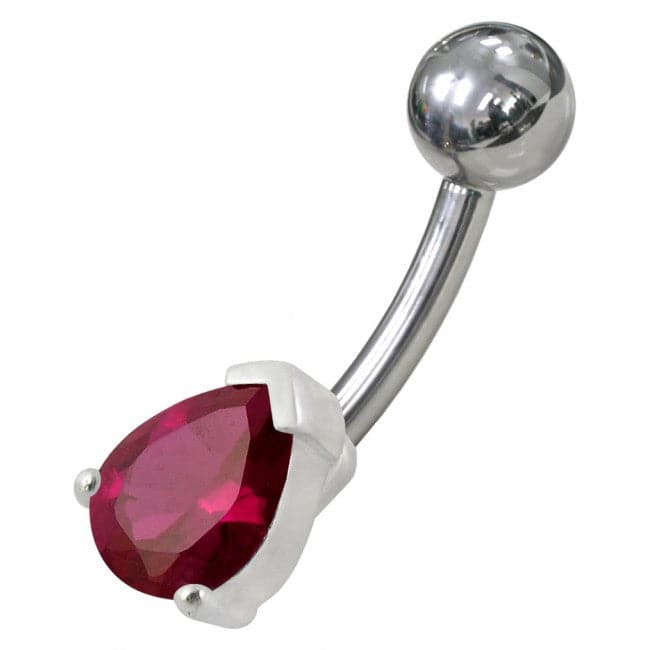 925 Sterling Silver Fancy Jewelled Non-Moving Banana Bar Navel Ring - Monster Piercing