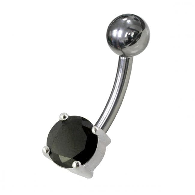 Fancy Blue Jewelled Non-Moving SS Or Titanium Bar Belly Ring - Monster Piercing
