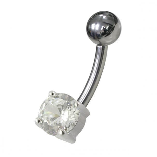 Fancy Blue Jewelled Non-Moving SS Or Titanium Bar Belly Ring - Monster Piercing
