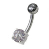 925 Sterling Silver Fancy Blue Jewelled Non-Moving Bar Belly Ring
