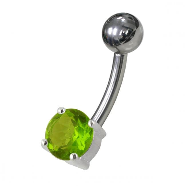Fancy Blue Jewelled Non-Moving SS Or Titanium Bar Belly Ring - Monster Piercing