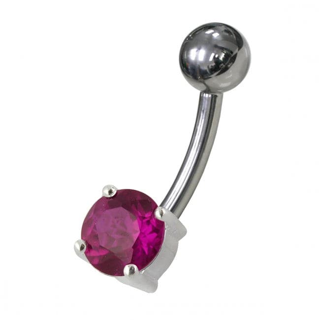 Fancy Blue Jewelled Non-Moving SS Or Titanium Bar Belly Ring - Monster Piercing