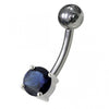925 Sterling Silver Fancy Jewelled Non-Moving Banana Navel Ring body Jewellery