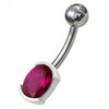 925 Sterling Silver Fancy Gem Stone Non-Moving Banana Bar Belly Ring