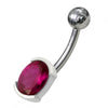 925 Sterling Silver Fancy Jewelled Non Moving Curved Belly Ring