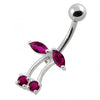 925 Sterling Silver Fancy Jewelled Non-Moving Bar Belly Ring