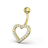 925 Sterling Silver Fancy Heart Jewelled Non-Moving Belly Ring