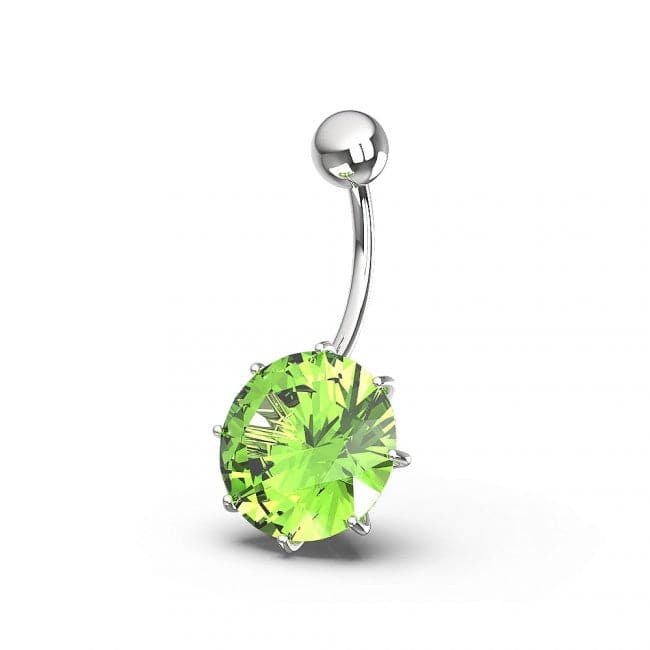 925 Sterling Silver Single Jewelled Silver Belly Ring - Monster Piercing