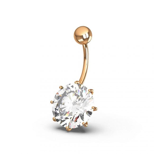 925 Sterling Silver Single Jewelled Silver Belly Ring - Monster Piercing
