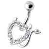 925 Sterling Silver Devil Heart Silver Belly Ring