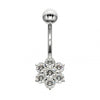 925 Sterling Silver Cute Jewelled Flower Silver Belly Ring