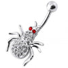 925 Sterling Silver Jewelled Spider Silver Belly Ring