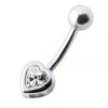 925 Sterling Silver Jewelled Heart Silver Belly Ring