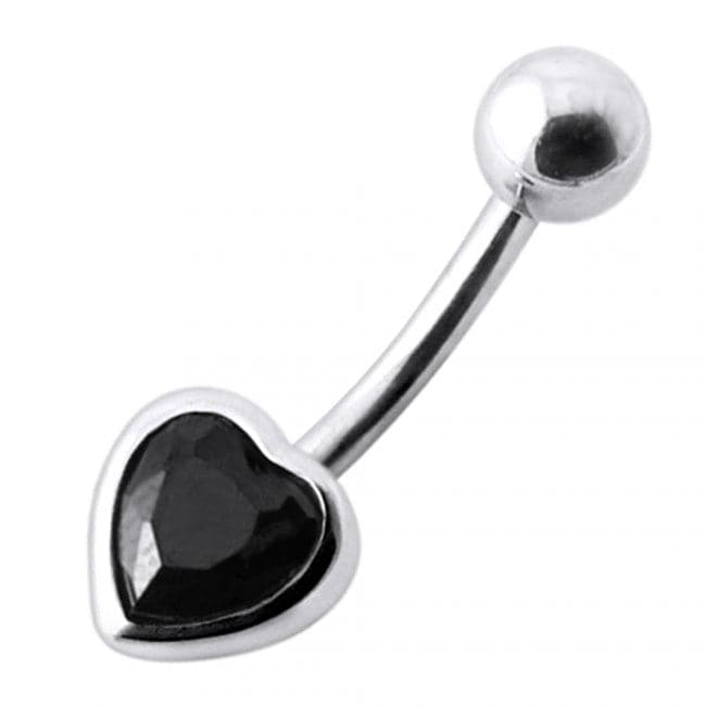 925 Sterling Silver Jewelled Big Heart Silver Belly Ring - Monster Piercing