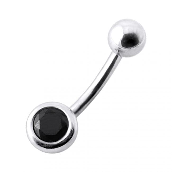 925 Sterling Silver Jewelled Ball Silver Belly Ring - Monster Piercing