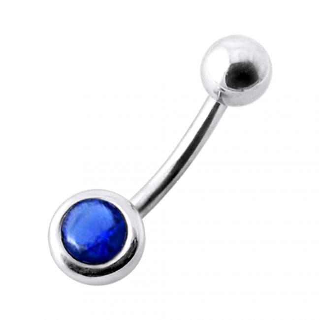 925 Sterling Silver Jewelled Ball Silver Belly Ring - Monster Piercing