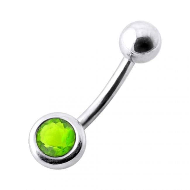925 Sterling Silver Jewelled Ball Silver Belly Ring - Monster Piercing