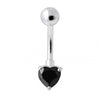 925 Sterling Silver Single Heart Jewelled Navel Banana